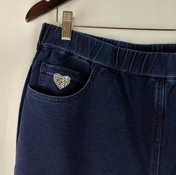 NWT Quacker Factory Dream Jeannes Short Straight Leg Pants Large Indigo A292999 - Picture 2 of 9